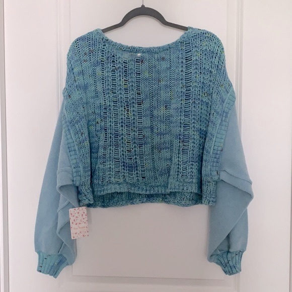 FREE PEOPLE Siren Blue Cable Knit Combo Vest Sweater - Picture 13 of 15